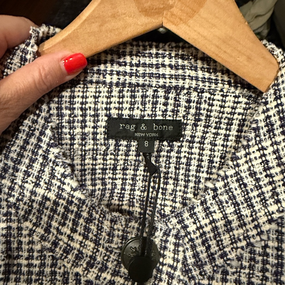rag & bone Navy and White Tweed Blazer - Picture 4 of 8